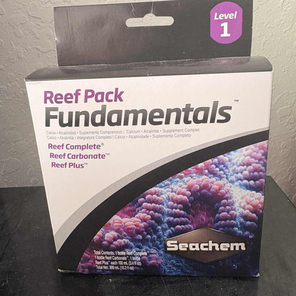 Seachem Reef Pack Fundamentals fish and aquatic life reef water treatment bottle by Retro Aquatics, 3.3 oz.
