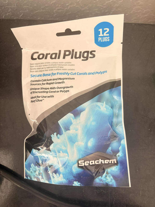 Seachem Coral Plugs™ by Retro Aquatics for advanced coral mounting, showing coral fragments attached for rapid growth.