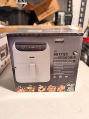 Small 6-quart air fryer from Shop Market Deals, compact kitchen appliance with digital controls and non-stick basket.