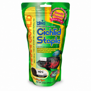 Hikari Cichlid Staple Mini Pellets fish food in a 250g package, showing small fish pellets on a white background.