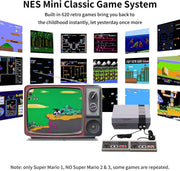 Mini vintage retro TV game console in anniversary edition with colorful buttons and retro design, perfect for classic gaming.